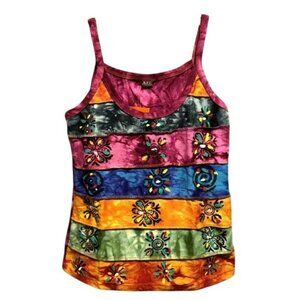 NEW Handpainted Tie Dye Sleeveless Tank Top by KPC Sz Medium Boho Hippie Concert